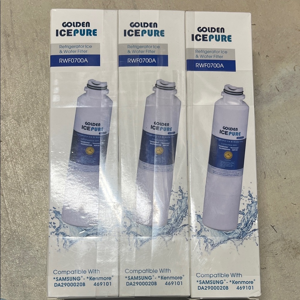 Golden Icepure Refrigerator Water Filter 3-Pack - White with Blue Accents